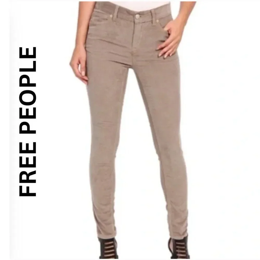 Waist 29 Size 6 Free People Tan Corduroy Skinny Ankle Jeans NWOT Fall Winter